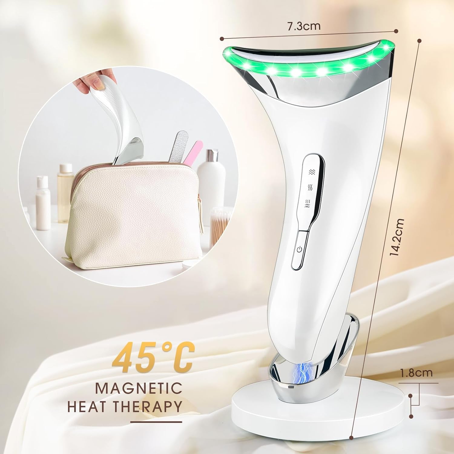 Facial Massager Face Lifting Device: Electric Skin Tightening Machine Neck Lift with 45°C Heat EMS Massage - 3 LED Microcurrent Wand Anti-Wrinkle - Anti-Aging Neck Eye Massagers for Skin Care