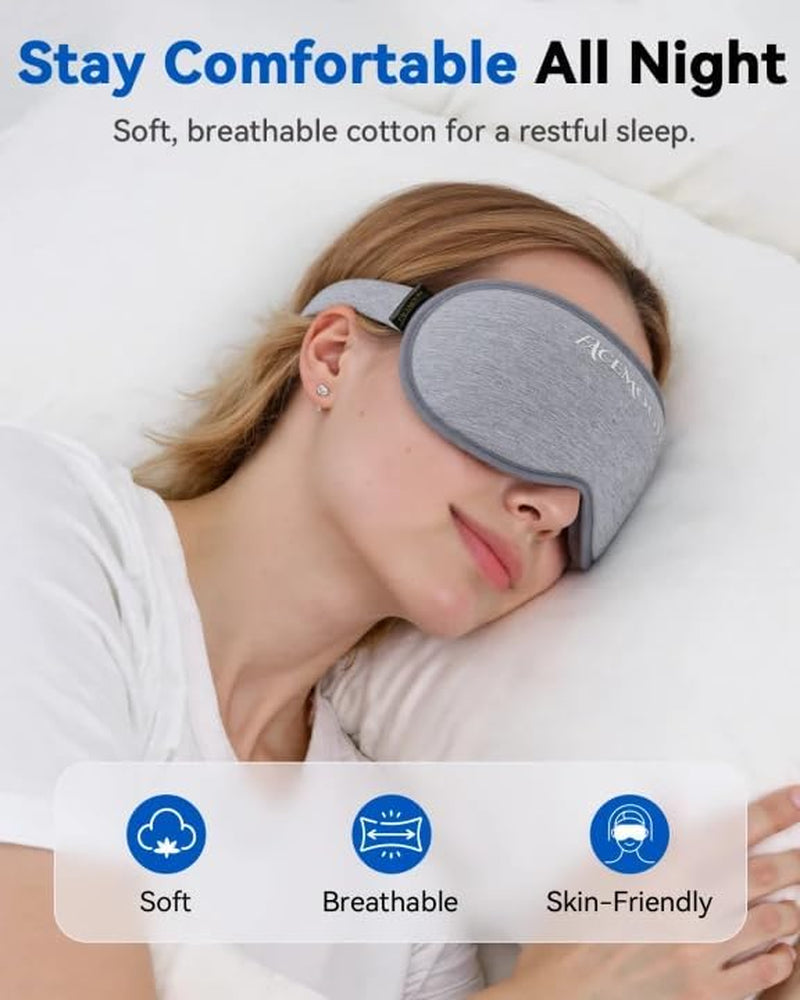 Weighted Eye Mask for Sleeping - Blackout Sleep Mask for Women Men,  Lash Extension Eye Covers, Memory Foam, 3D Contoured, Airplane Travel Essentials, Blindfold for Meditation(Gray)