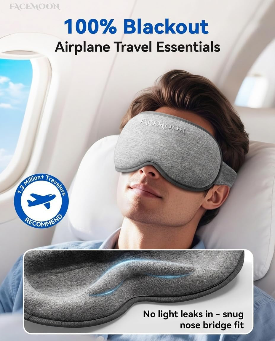 Weighted Eye Mask for Sleeping - Blackout Sleep Mask for Women Men,  Lash Extension Eye Covers, Memory Foam, 3D Contoured, Airplane Travel Essentials, Blindfold for Meditation(Gray)