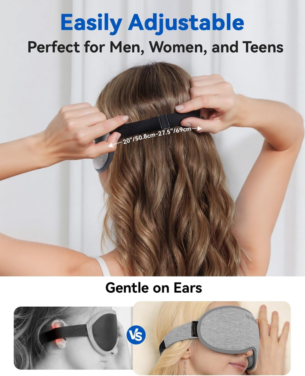 Weighted Eye Mask for Sleeping - Blackout Sleep Mask for Women Men,  Lash Extension Eye Covers, Memory Foam, 3D Contoured, Airplane Travel Essentials, Blindfold for Meditation(Gray)