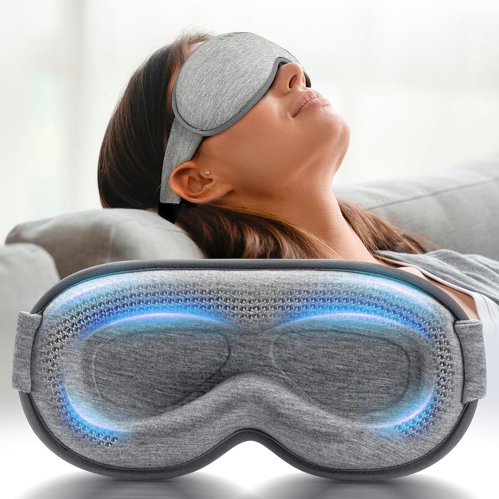 Weighted Eye Mask for Sleeping - Blackout Sleep Mask for Women Men,  Lash Extension Eye Covers, Memory Foam, 3D Contoured, Airplane Travel Essentials, Blindfold for Meditation(Gray)